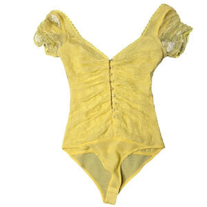 Jonathan Simkhai Yellow lace bodysuit